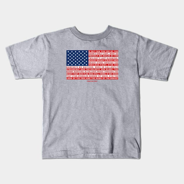 American Flag With Star Spangled Banner Kids T-Shirt by tractordog